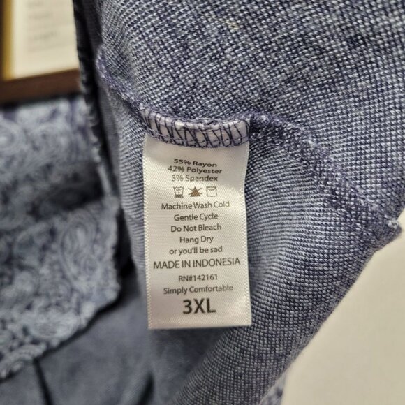 Lularoe Shirt Blue Paisley Womens Plus Size 3XL Oversized Tunic Fall Comfy Relax - Picture 6 of 7